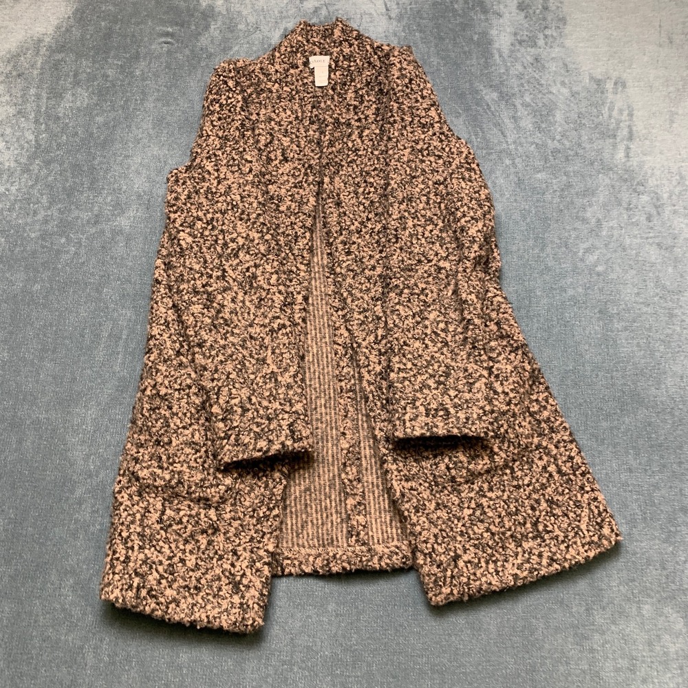 Carole Wren Sweater Coat Womens Small Brown Boucle Knit Long Sleeve Open Front